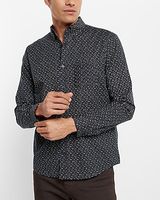 Leaf Print Stretch Cotton Shirt