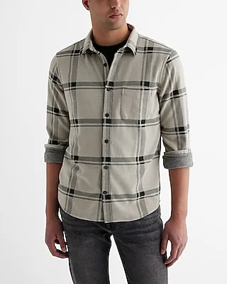 Plaid Sweater Flannel Shirt Neutral Men's XS