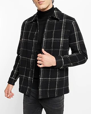 Plaid Wool-Blend Shirt Jacket Men's M