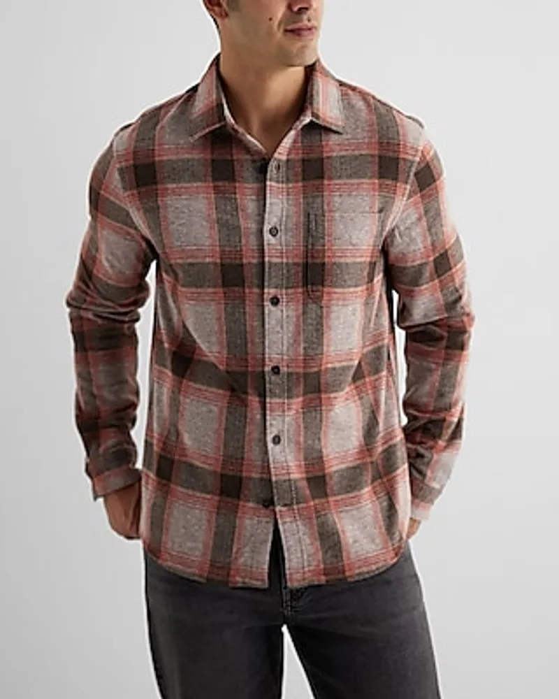 Red Plaid Sweater Flannel Shirt