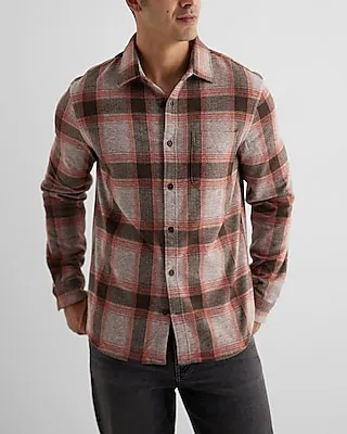 Red Plaid Sweater Flannel Shirt