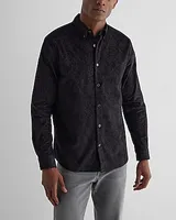 Floral Stretch Corduroy Shirt Black Men's M Tall