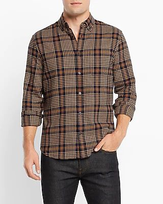 Plaid Stretch Flannel Shirt Blue Men's S