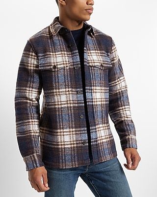 Plaid Knit Shirt Jacket