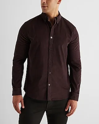 Herringbone Stretch Corduroy Shirt Purple Men's XS