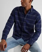 Plaid Specked Flannel Shirt Blue Men's XS