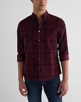 Plaid Stretch Corduroy Shirt Red Men's XXL Tall