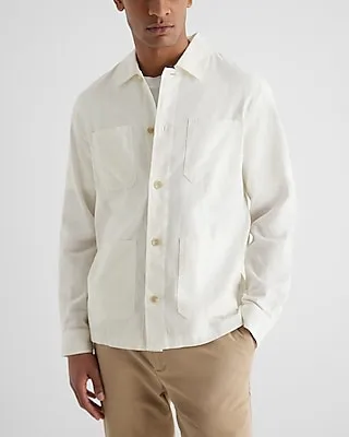 Linen-Blend Chore Shirt Jacket