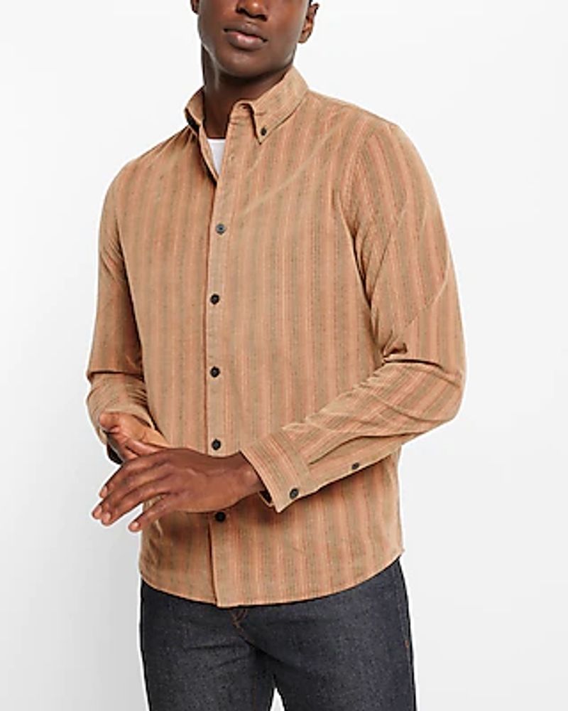 Big & Tall Striped Stretch Corduroy Shirt Neutral Men's XXL