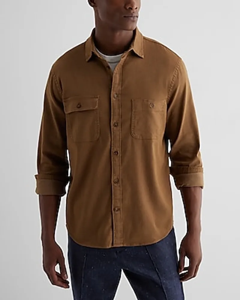 Relaxed Double Pocket Denim Shirt Brown Men's M Tall