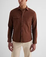 Big & Tall Relaxed Double Pocket Denim Shirt Brown Men's XXL