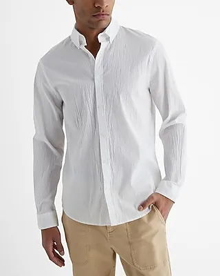 Stretch Cotton Poplin Shirt White Men's L