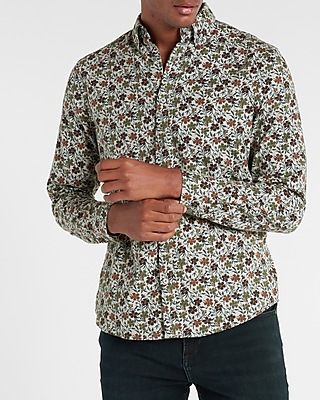 Floral Stretch Flannel Shirt Multi-Color Men's L