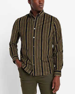 Striped Stretch Corduroy Shirt Black Men's XS