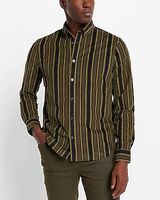 Striped Stretch Corduroy Shirt Black Men's S