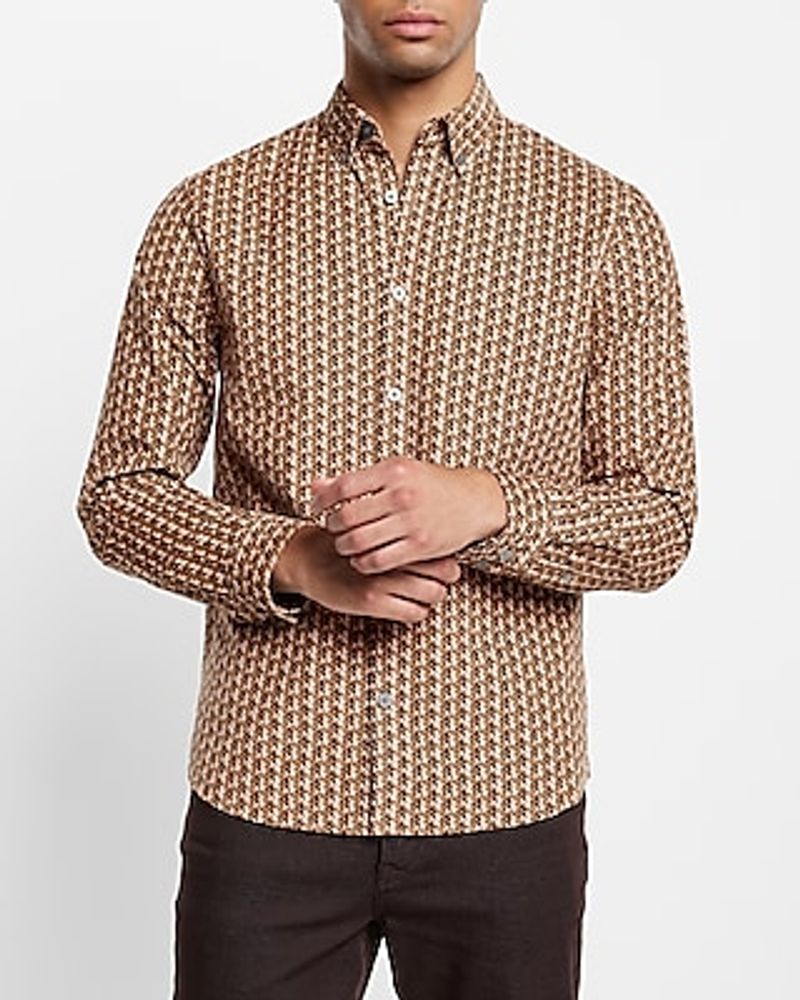 Express Men's Floral Geo Stretch Corduroy Shirt