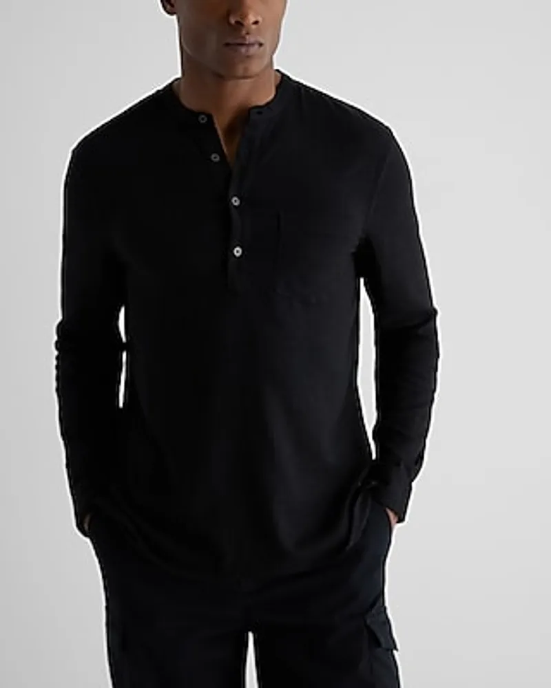 Stretch Linen-Blend Henley