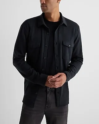 Twill Sweater Flannel Shirt Black Men's XL