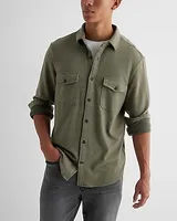 Twill Sweater Flannel Shirt Green Men's S