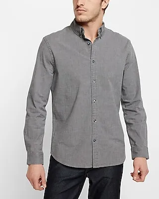Big & Tall Gray Wash Denim Shirt Gray Men's XXL