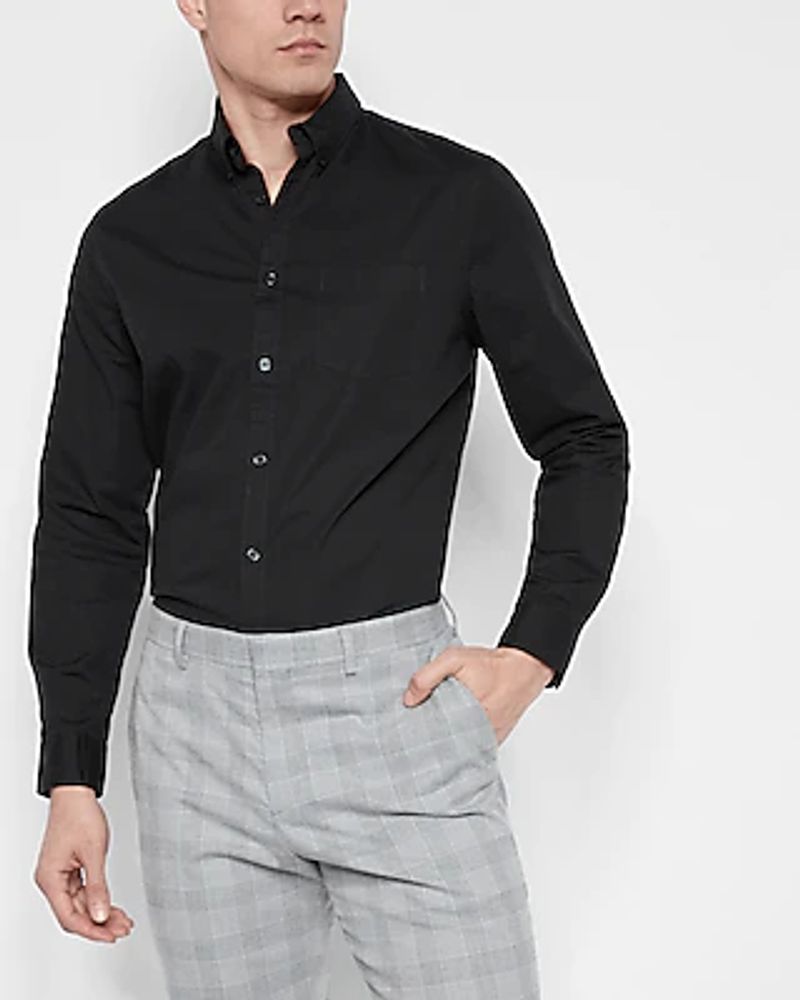 Express Solid Stretch Cotton Shirt