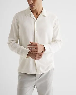 Stretch Linen-Blend Shirt Neutral Men's XL