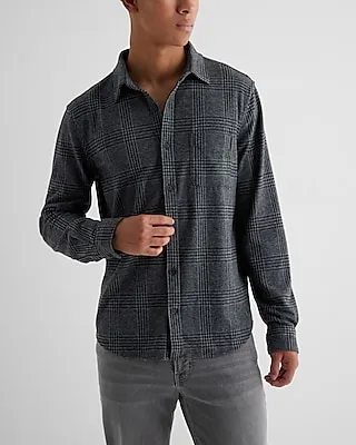 Gray Plaid Sweater Flannel Shirt Gray Men's XS