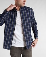 Slim Plaid Stretch Cotton Shirt