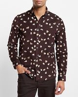 Floral Stretch Corduroy Shirt Brown Men's M Tall