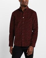 Floral Stretch Corduroy Shirt Brown Men's XS