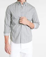 Geo Print Stretch Cotton Shirt Gray Men's M