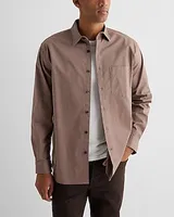 Big & Tall Relaxed Single Pocket Stretch Cotton Shirt Brown Men's XXL