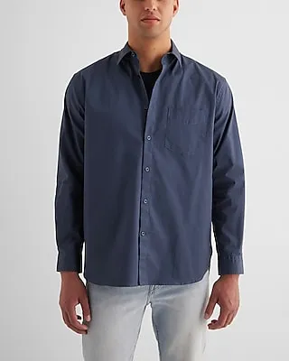 Relaxed Single Pocket Stretch Cotton Shirt Men's