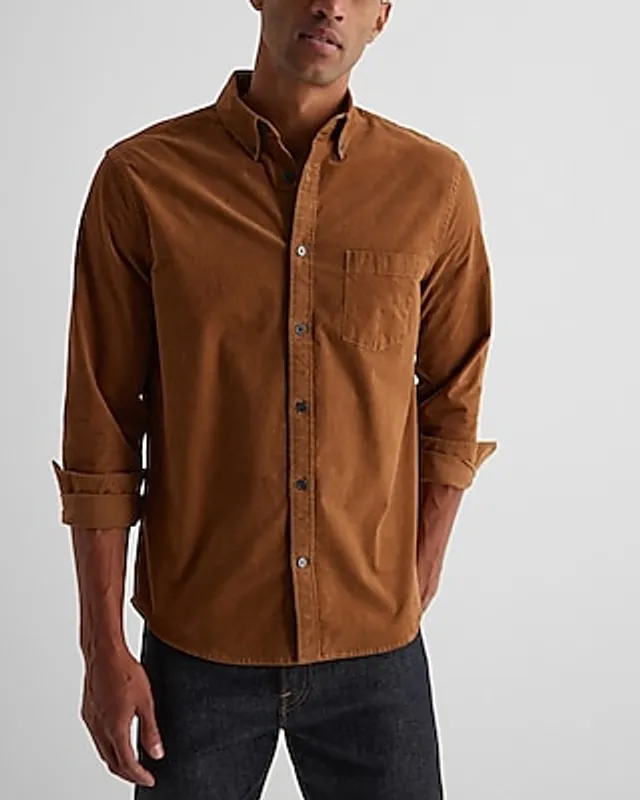 Express Solid Stretch Corduroy Shirt Men