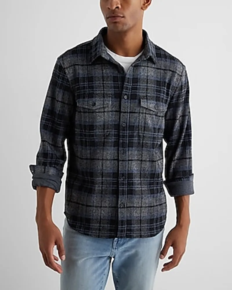 Plaid Double Pocket Sweater Flannel Shirt Men's