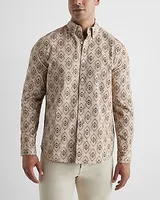 Abstract Geo Print Corduroy Shirt Neutral Men's L