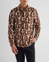 Floral Stretch Corduroy Shirt Neutral Men's M