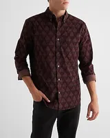 Fan Palm Print Corduroy Shirt Purple Men's L