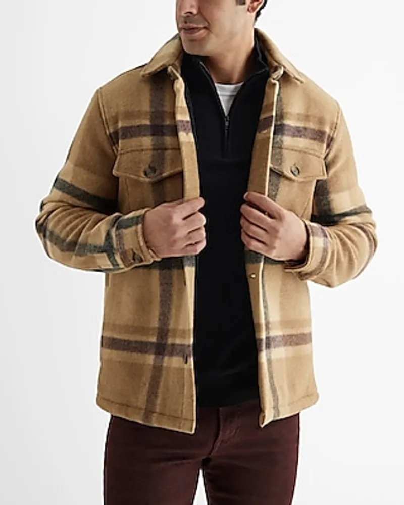 Plaid Sherpa Lined Shirt Jacket