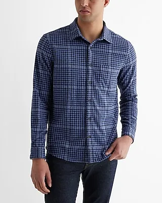 Houndstooth Plaid Sweater Flannel Blue Men's