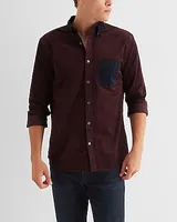 Color Block Stretch Corduroy Shirt