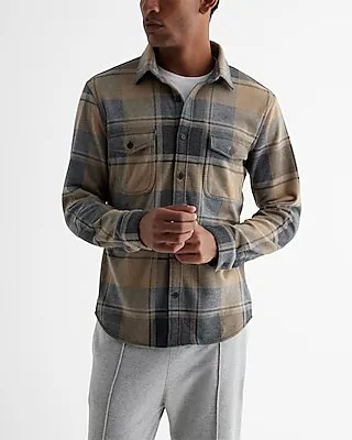 Plaid Double Pocket Sweater Flannel Shirt