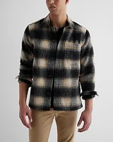 Fuzzy Plaid Shirt Jacket Men's