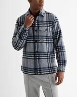 Plaid Knit Shirt Jacket Gray Men's S