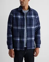 Plaid Knit Shirt Jacket Men's M