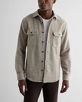 Flecked Double Pocket Flannel Shirt Jacket