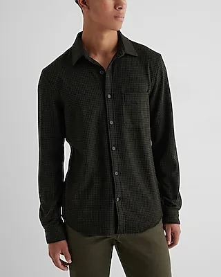 Houndstooth Sweater Flannel Shirt Green Men's XL