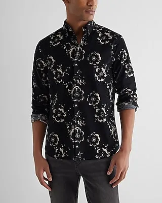 Floral Corduroy Shirt Black Men's