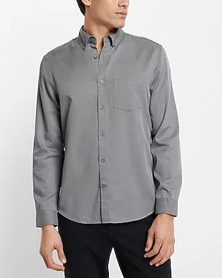 Solid Casual Shirt Gray Men's S