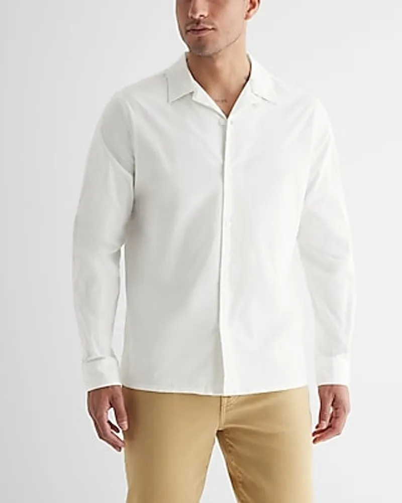 Express Solid Stretch Cotton Shirt White Men's